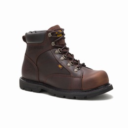 Caterpillar Mortar Steel Toe Work Férfi 6 Inch Bakancs Sötét Barna, HU-Q048